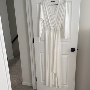 Bridal Elegant White Wrap Dress